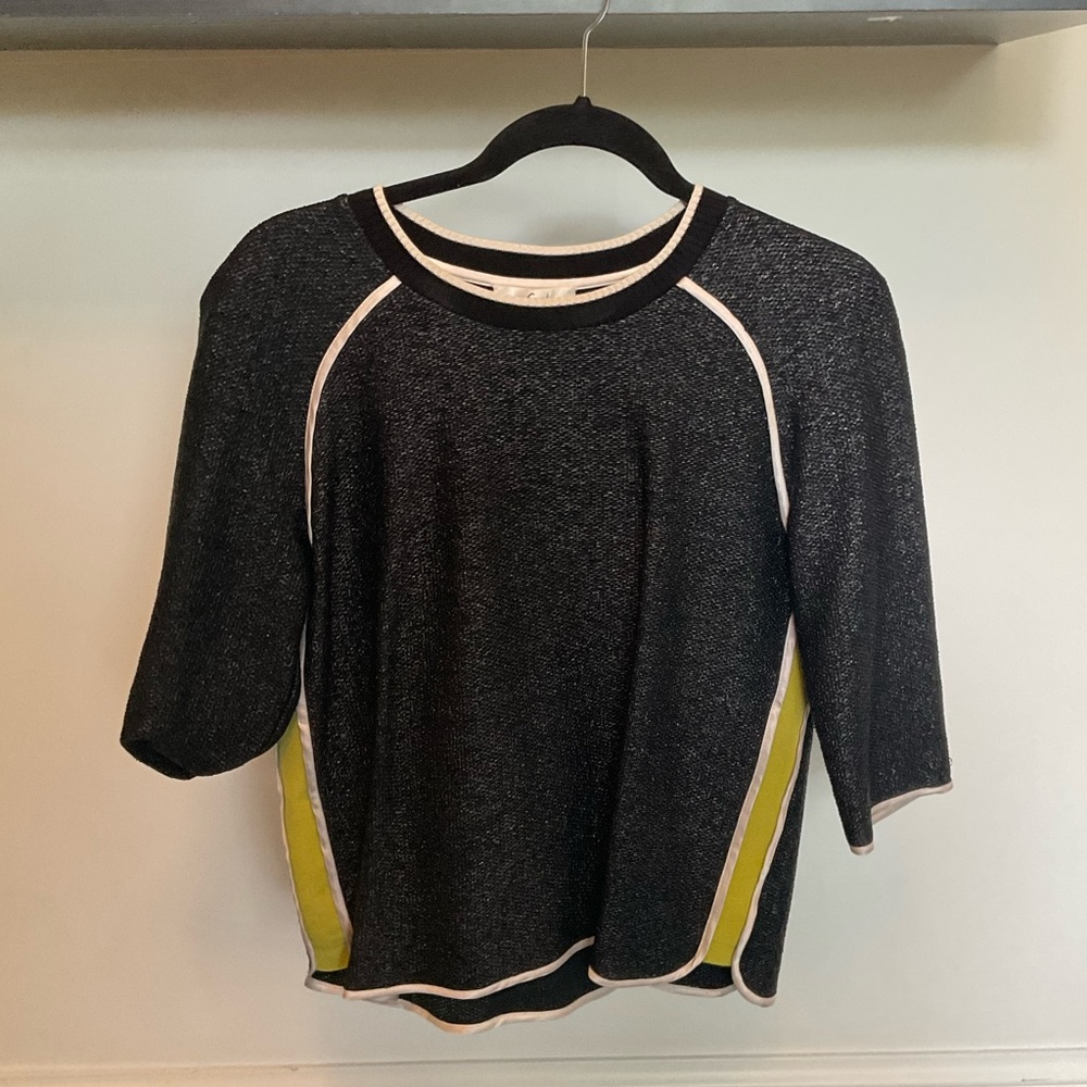 Suoli Black Metallic Top with Chartreuse Accents